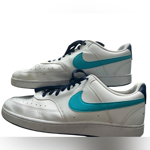 Nike White and Teal Men's Sneakers. Court Vision. Size 13. - Picture 4 of 6